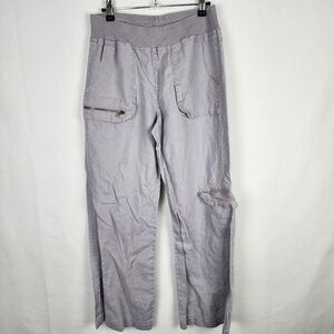 Soft Surroundings Palmilla Cargo Pants Womens Size S Small Gray Pull On Wide Leg